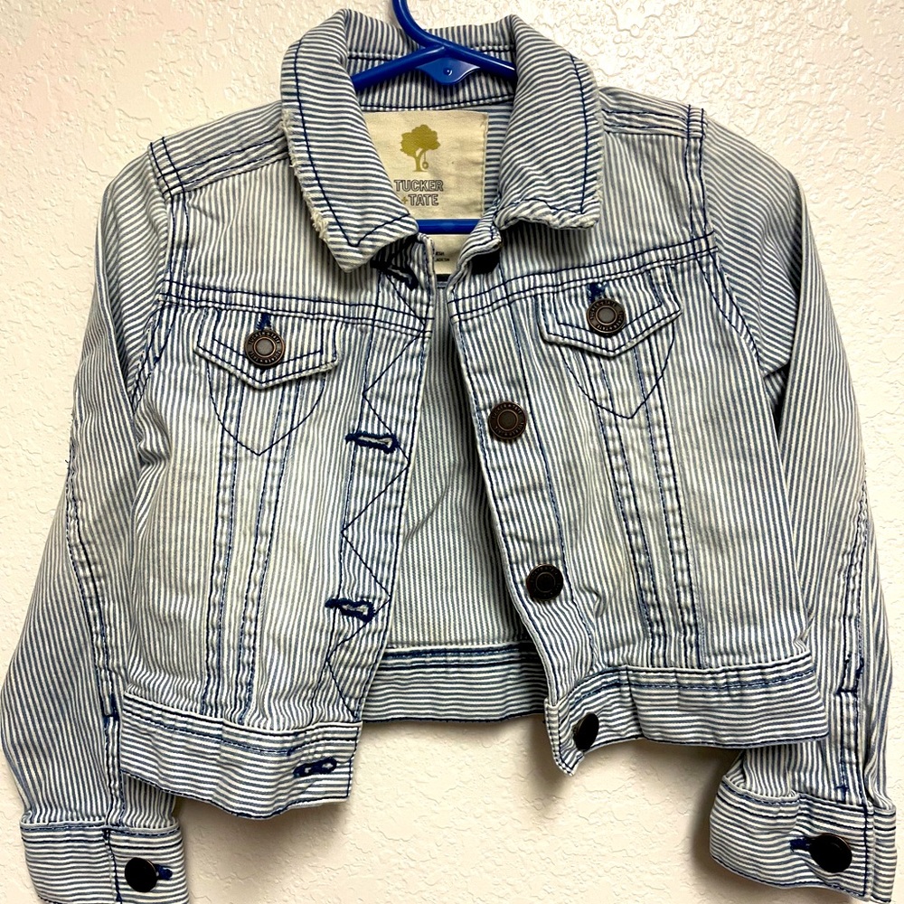 Tucker nTate denim stripe crop jacket !!